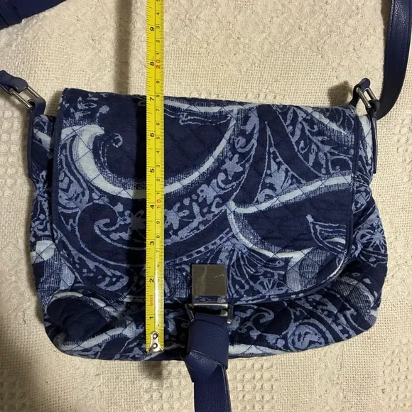 Vera Bradley Womens Adjustable Strap Lined Crossbody Bag Purse Blue Paisley - Picture 15 of 16